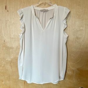 Ruffle collar and sleeve Ann Taylor shell top